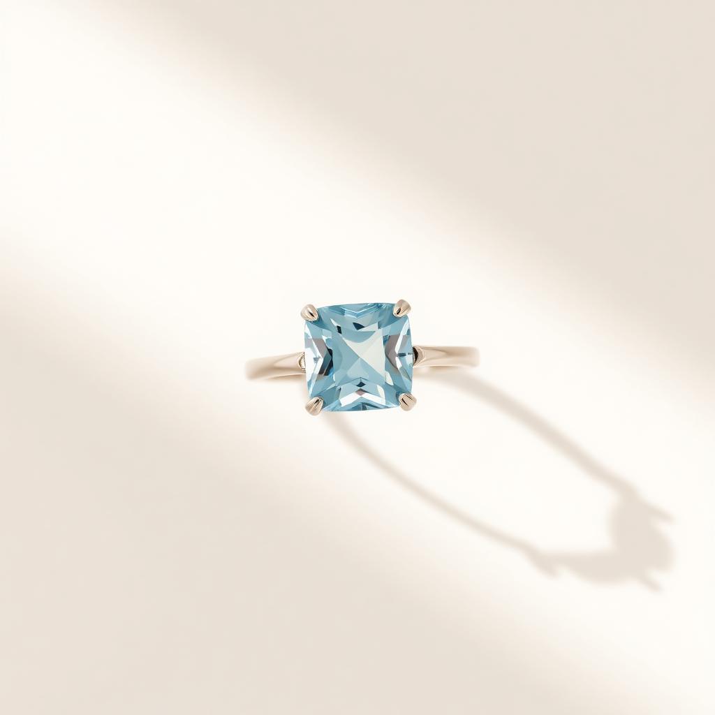 Anello Cuscino — Acquamarina