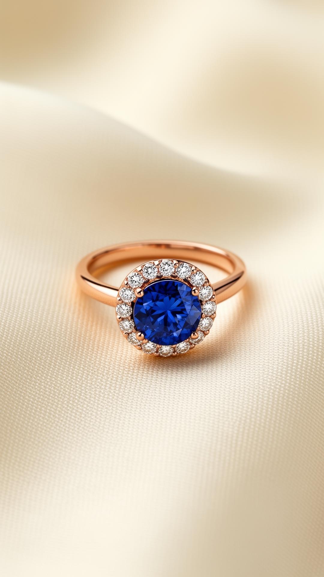 Anello Halo — Zaffiro Naturale