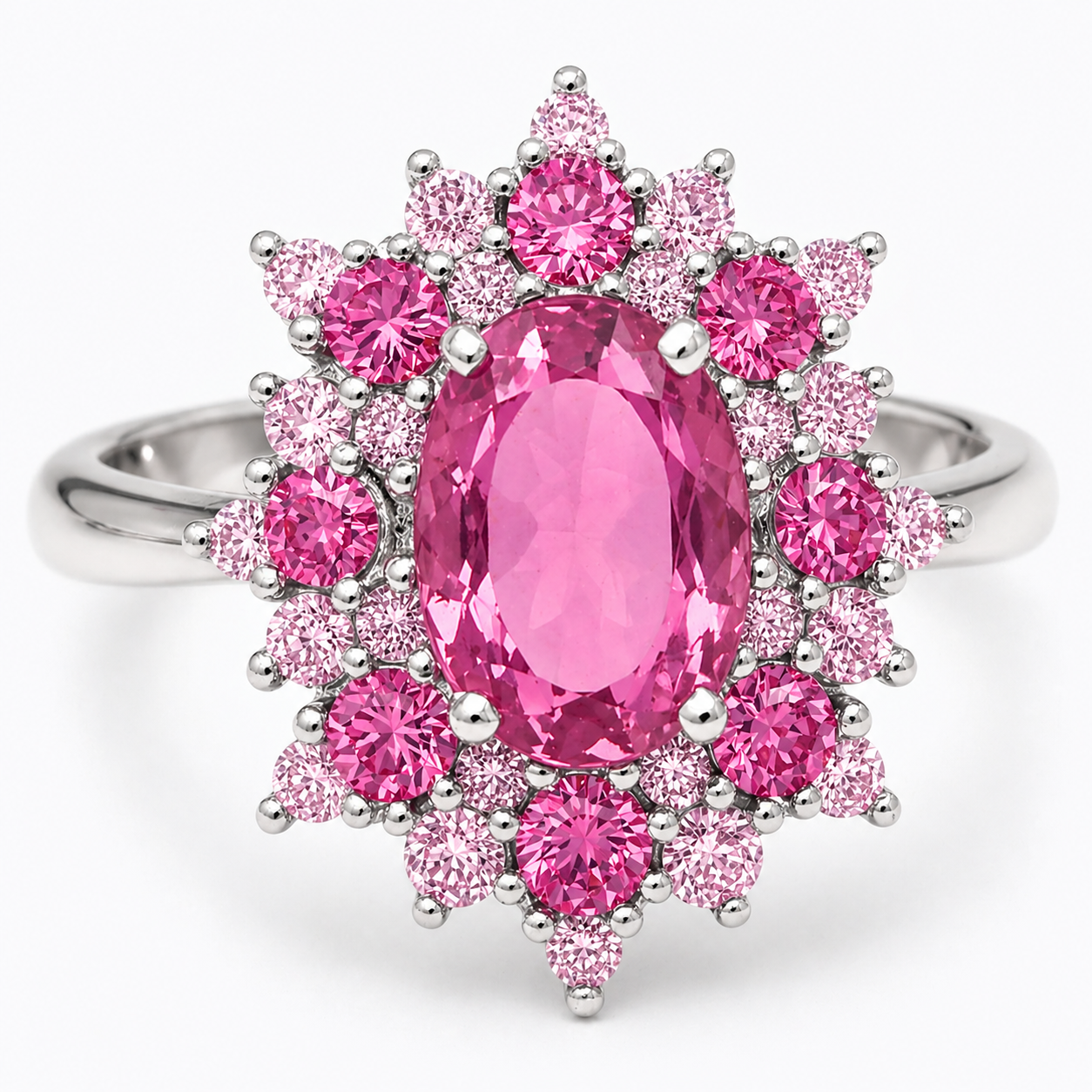 Anello Rosetta — Zaffiro rosa su Oro bianco 18 kt